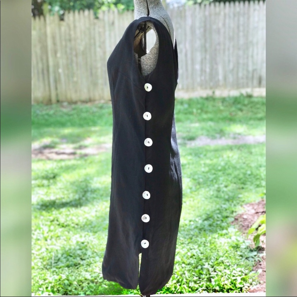 SOLD Vintage Black Tank Dress w/ Shell Buttons